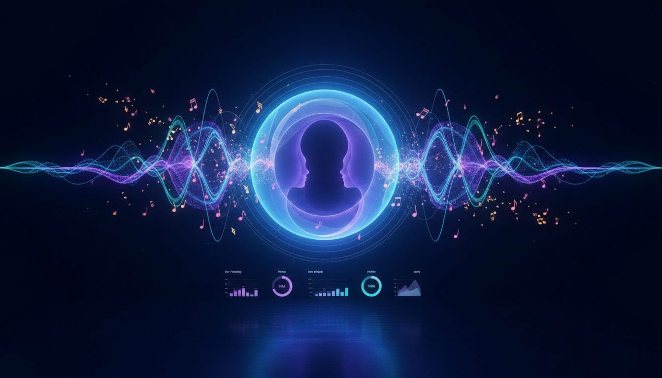 Guided music therapy session with natural human-made recordings